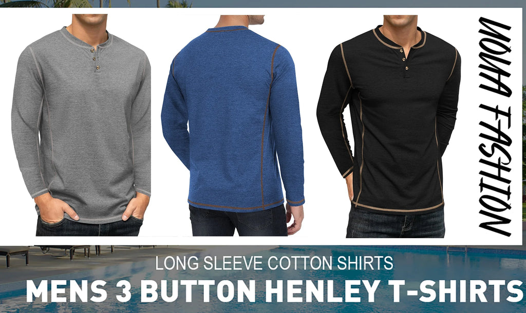 Sweatshirts for Men Henley Casual Long Sleeve Shirts Lightweight Front Placket Fit T Shirts