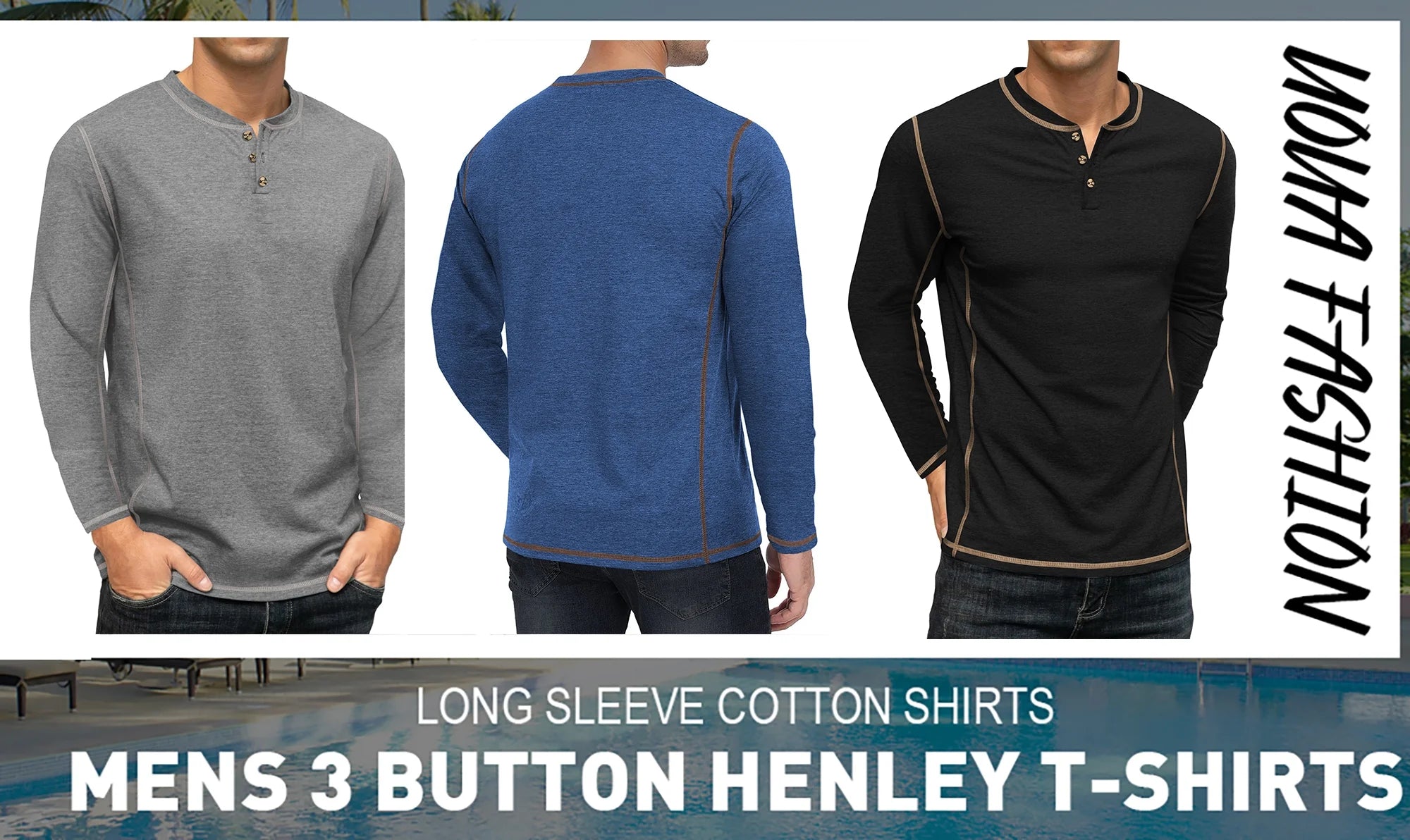 Sweatshirts for Men Henley Casual Long Sleeve Shirts Lightweight Front Placket Fit T Shirts