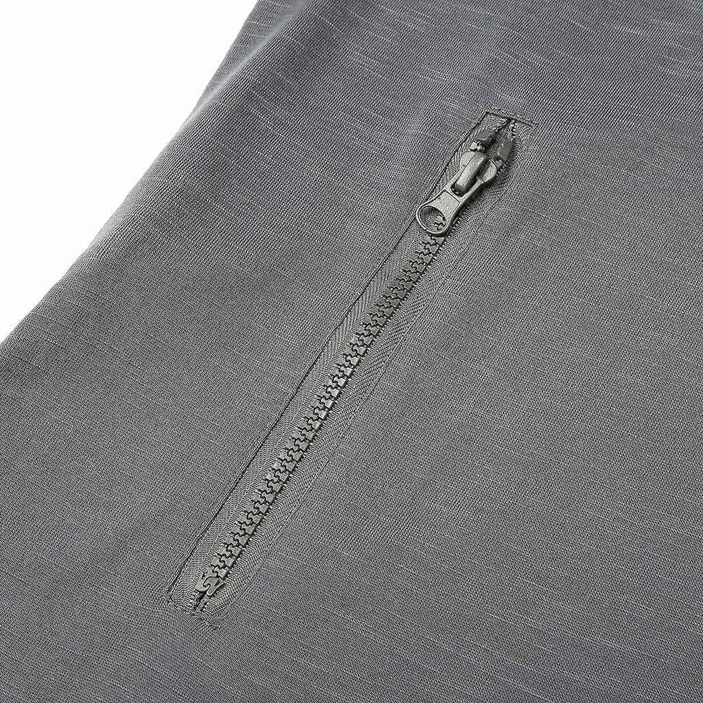 Men'S Pullover Athletic Sweatshirt Gym Hoodies Long Sleeve Decor Zipper Lightweight T-Shirt Gray
