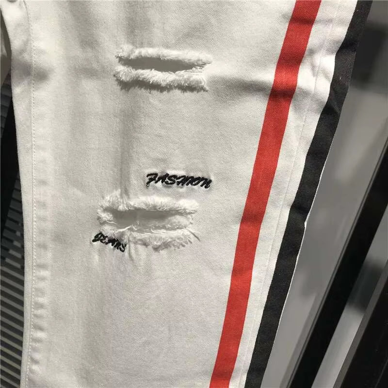 Stretch Mens Jeans Spring 2021 Man Jeans Brand Casual Denim Harem Pants Side Stripe Skinny Jean Men Jogger White Skinny Jean Men