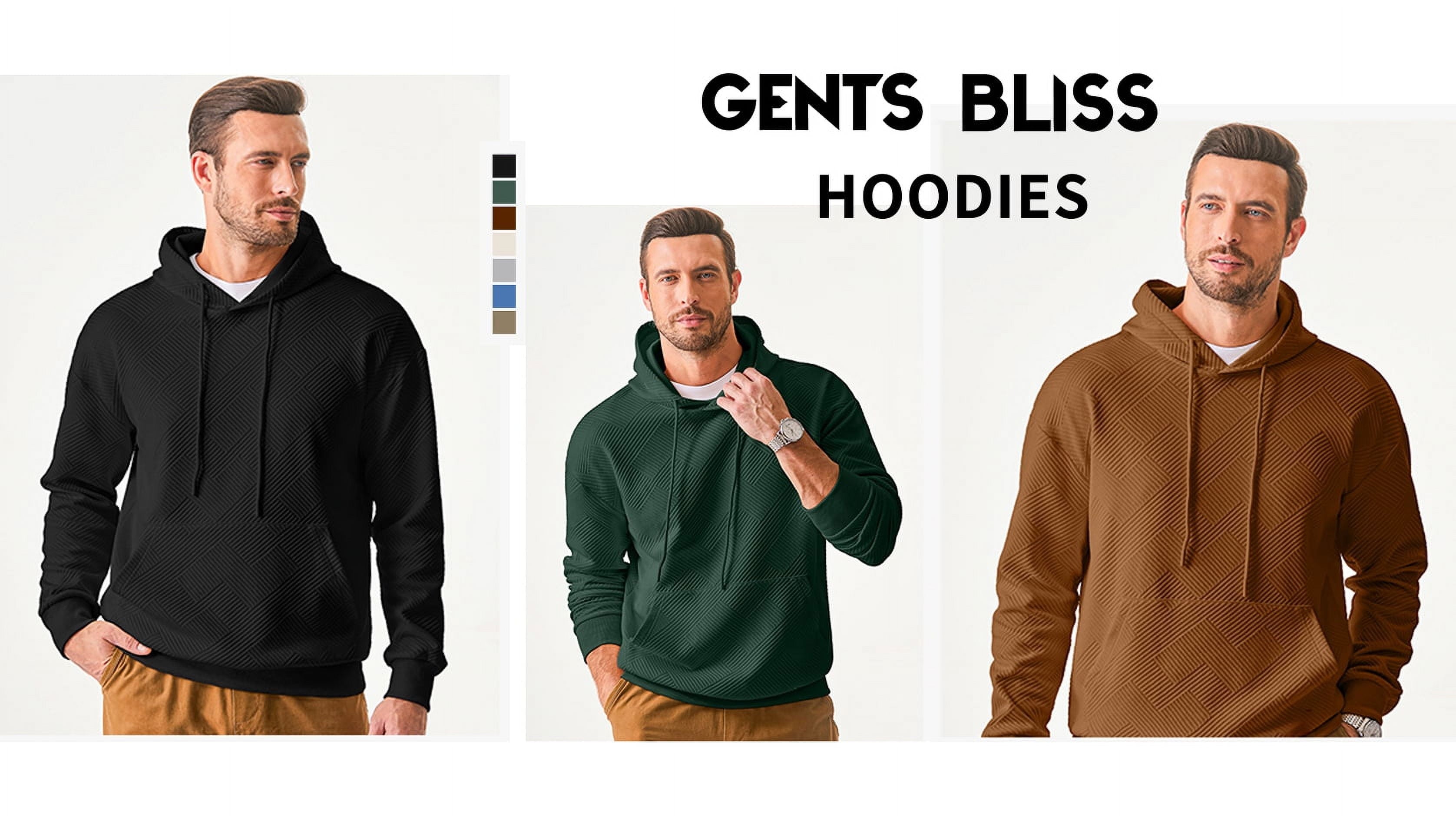 Long Sleeve Men Hoodies Sweatshirts Geometric Texture Sweatshirts for Men Casual Pollover Shirts with Kangaroo Pocket