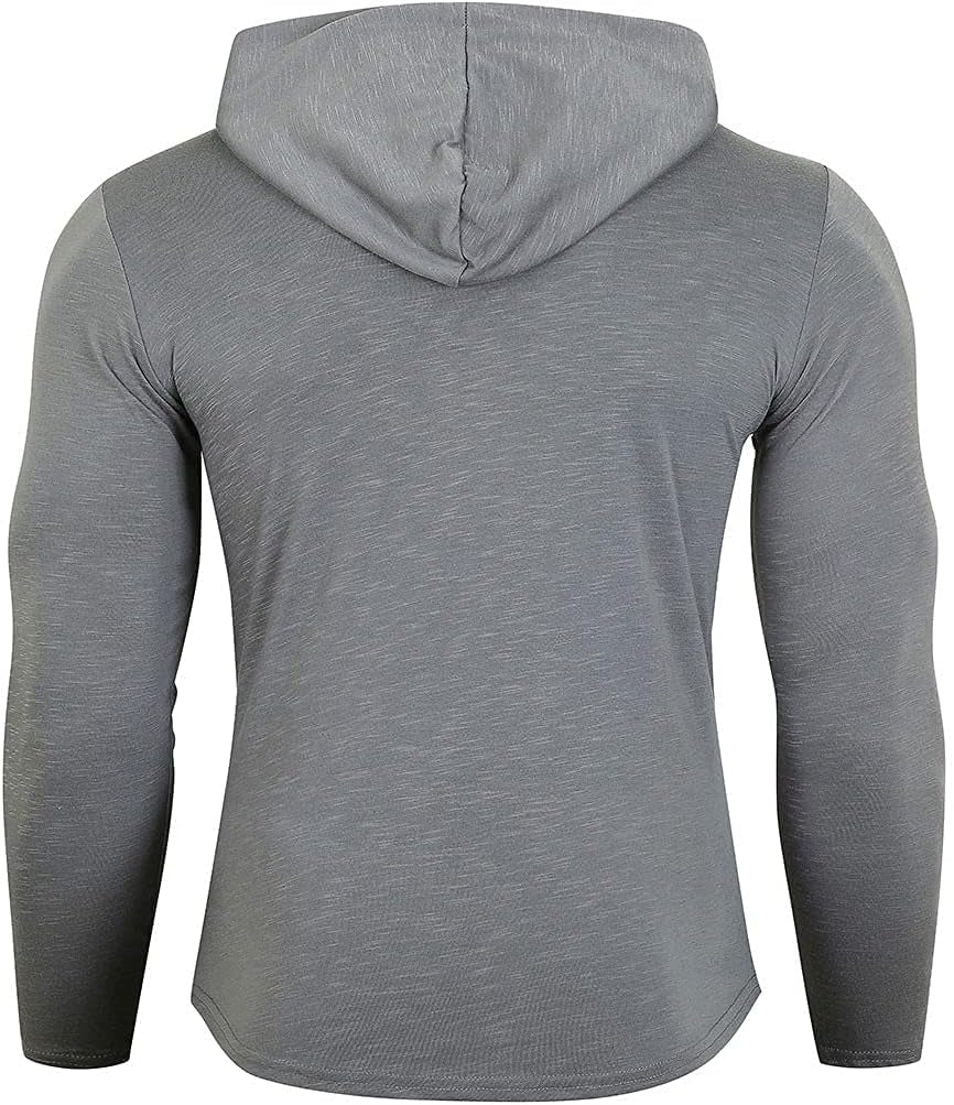 Men'S Pullover Athletic Sweatshirt Gym Hoodies Long Sleeve Decor Zipper Lightweight T-Shirt Gray