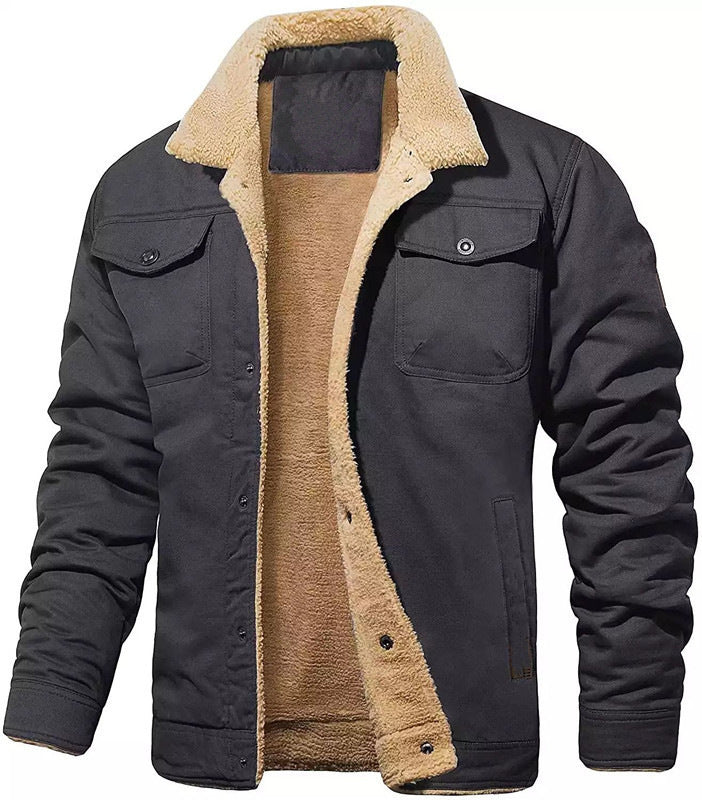 New Men&#039;s Jacket Plus Velvet Cotton Frock Casual Jacket Men&#039;s Coat