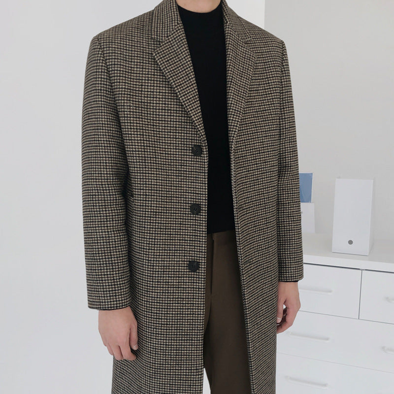 [Clearance] Woolen Overcoat Men&#039;s Mid-length Autumn And Winter Thickened Korean Style Handsome Trendy Windbreaker Over The Knee Woolen Outer