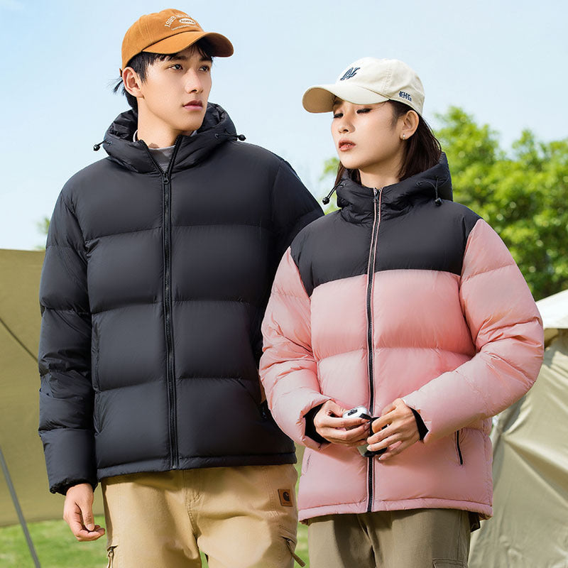 White Duck Down Couple Thickened Hooded Down Coat