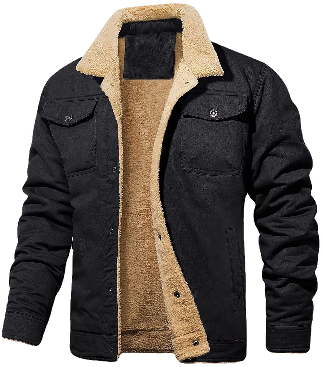 New Men&#039;s Jacket Plus Velvet Cotton Frock Casual Jacket Men&#039;s Coat