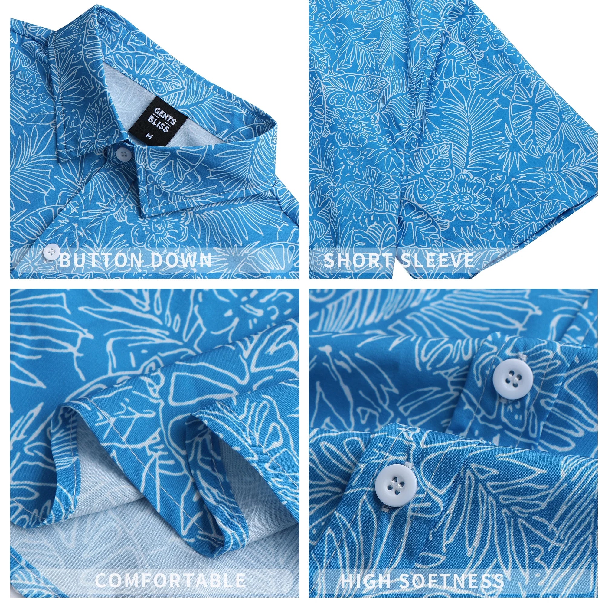 Short Sleeve Men Hawaiian Shirts Floral Print Button down Shirts for Men Casual Beach Shirts