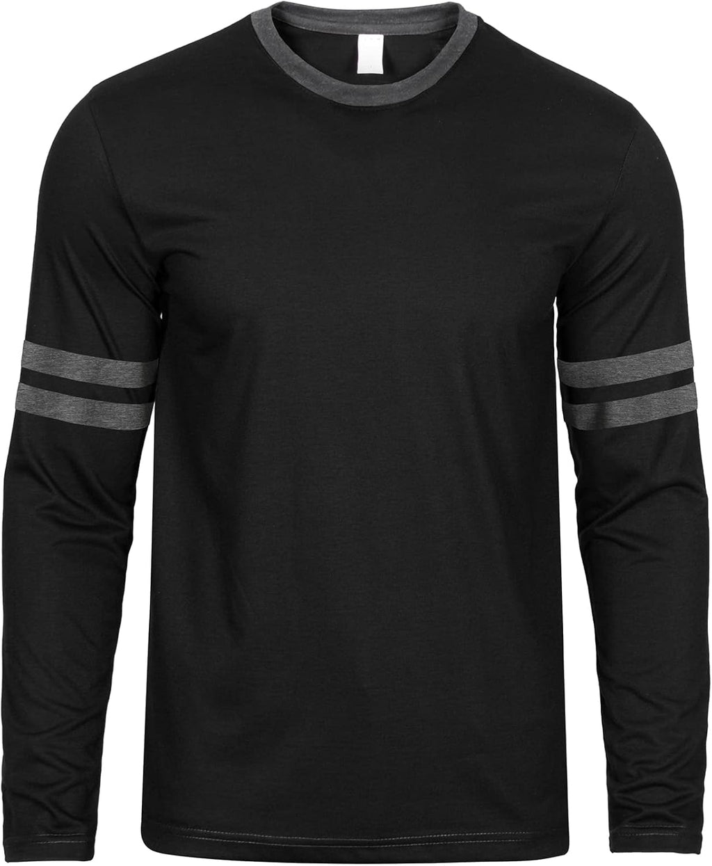 Mens Long Sleeve Shirts - Casual Crew Neck Full Sleeves Ringer Tee Men