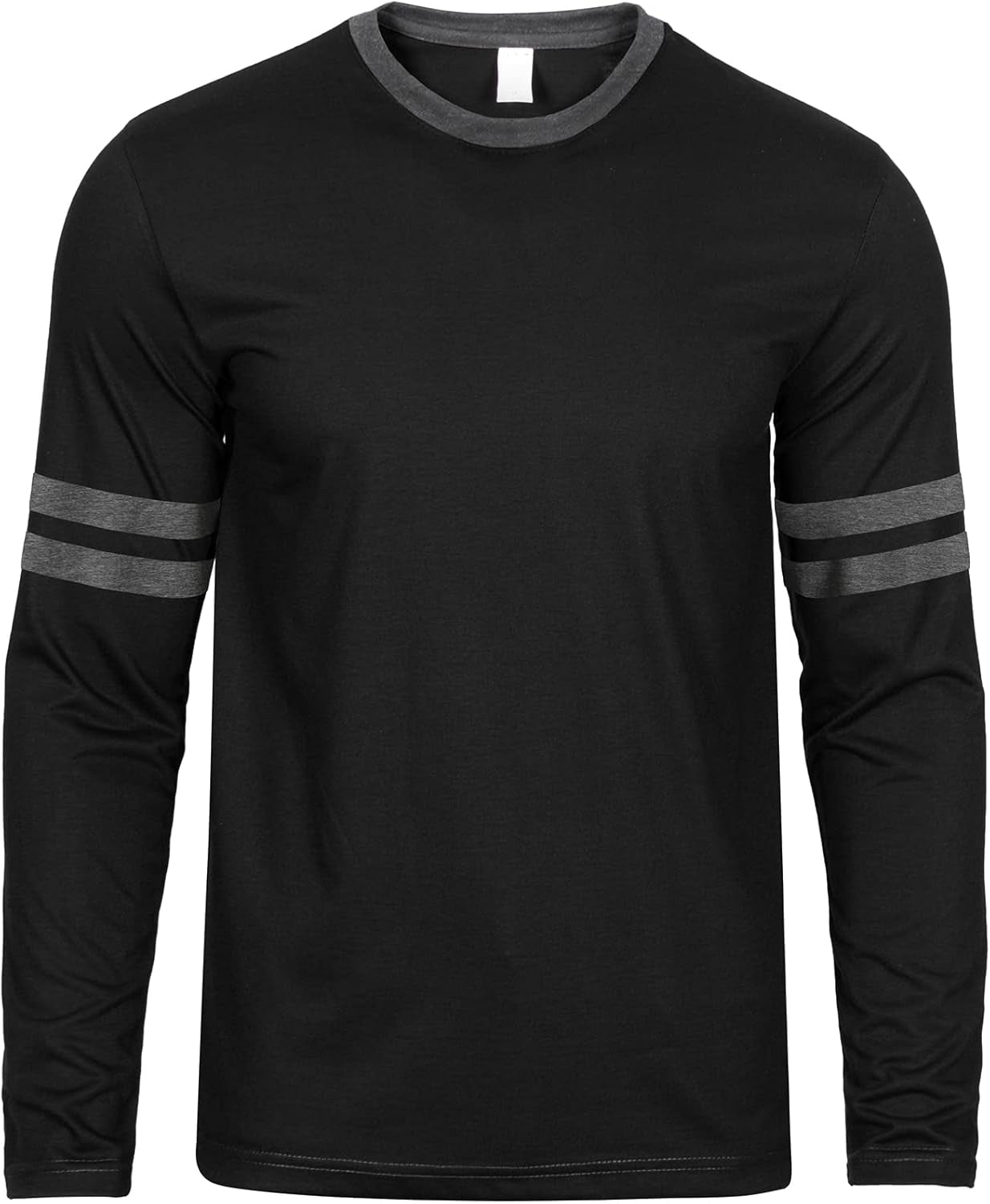 Mens Long Sleeve Shirts - Casual Crew Neck Full Sleeves Ringer Tee Men
