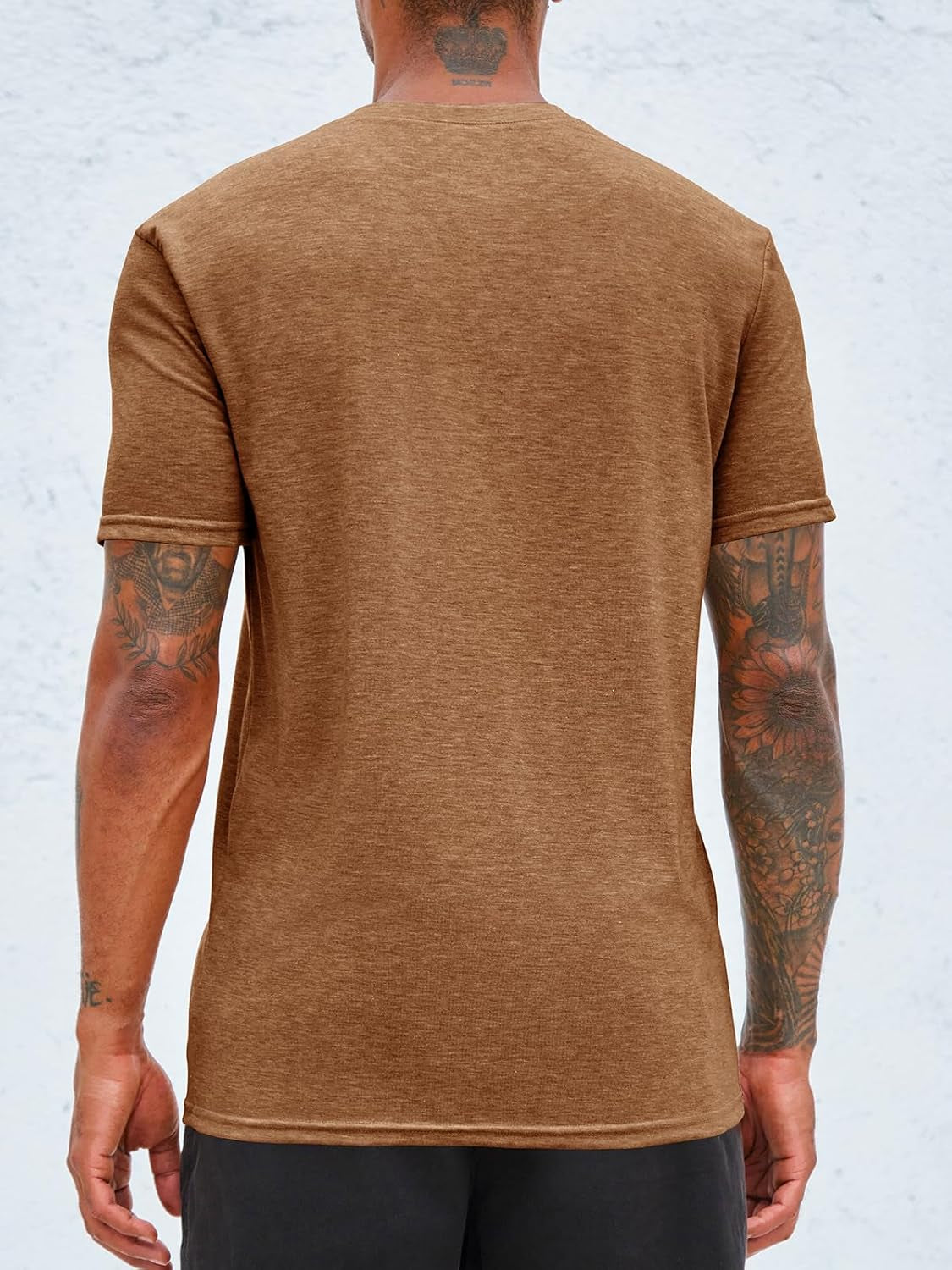 Men Short Sleeve Henley T-Shirt Casual Solid Color Button-Up Henley Shirt V Neck Tee Tops