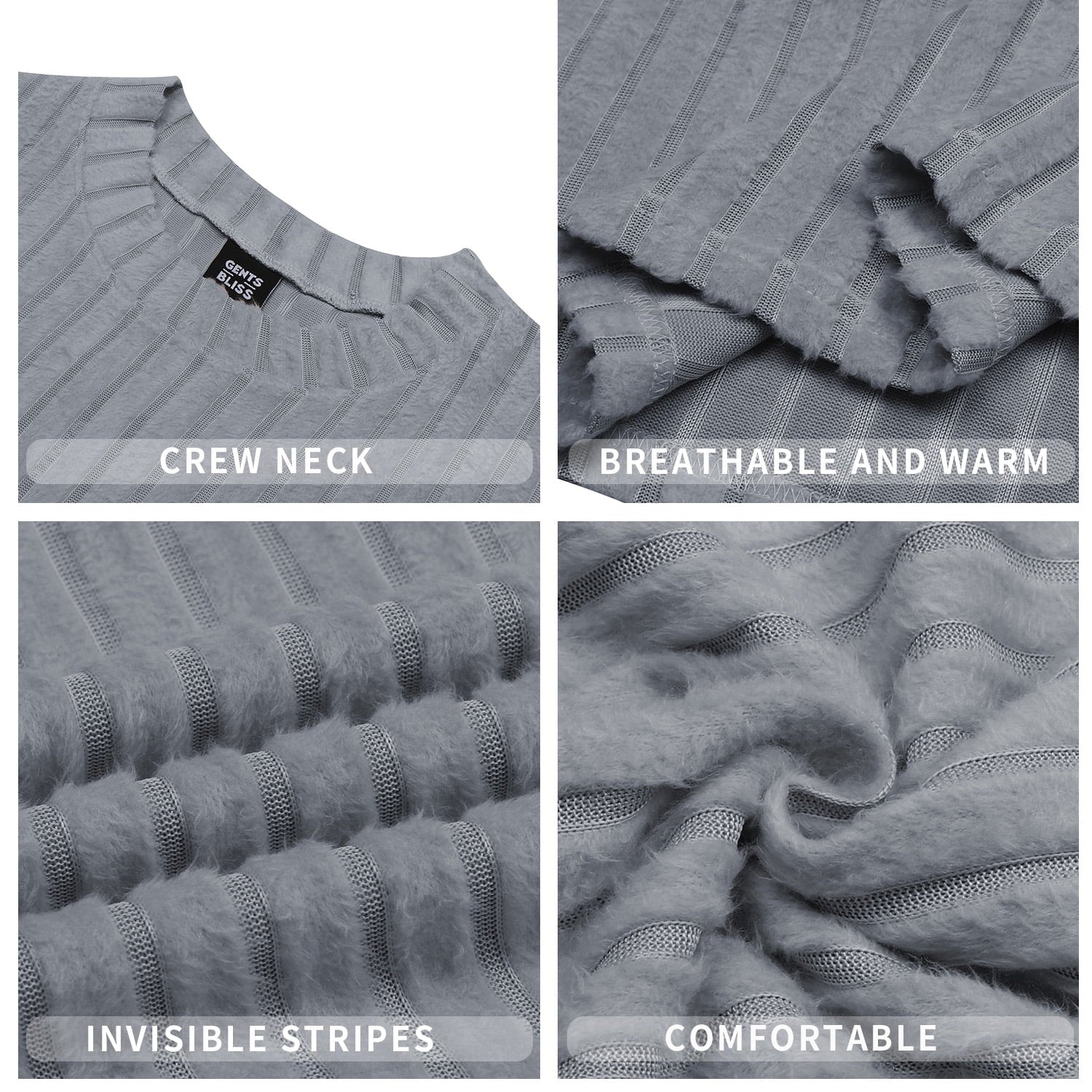 Long Sleeve Mens Shirts Casual Pullover Shirts for Men Lightweight Invisible Stripes Men Tshirts