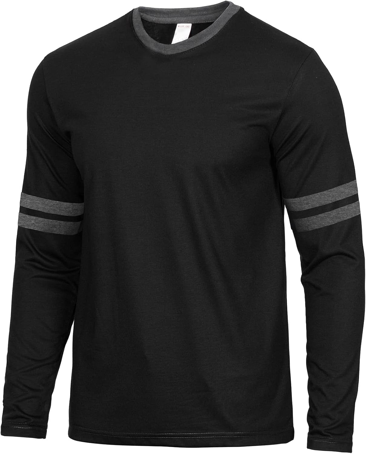 Mens Long Sleeve Shirts - Casual Crew Neck Full Sleeves Ringer Tee Men