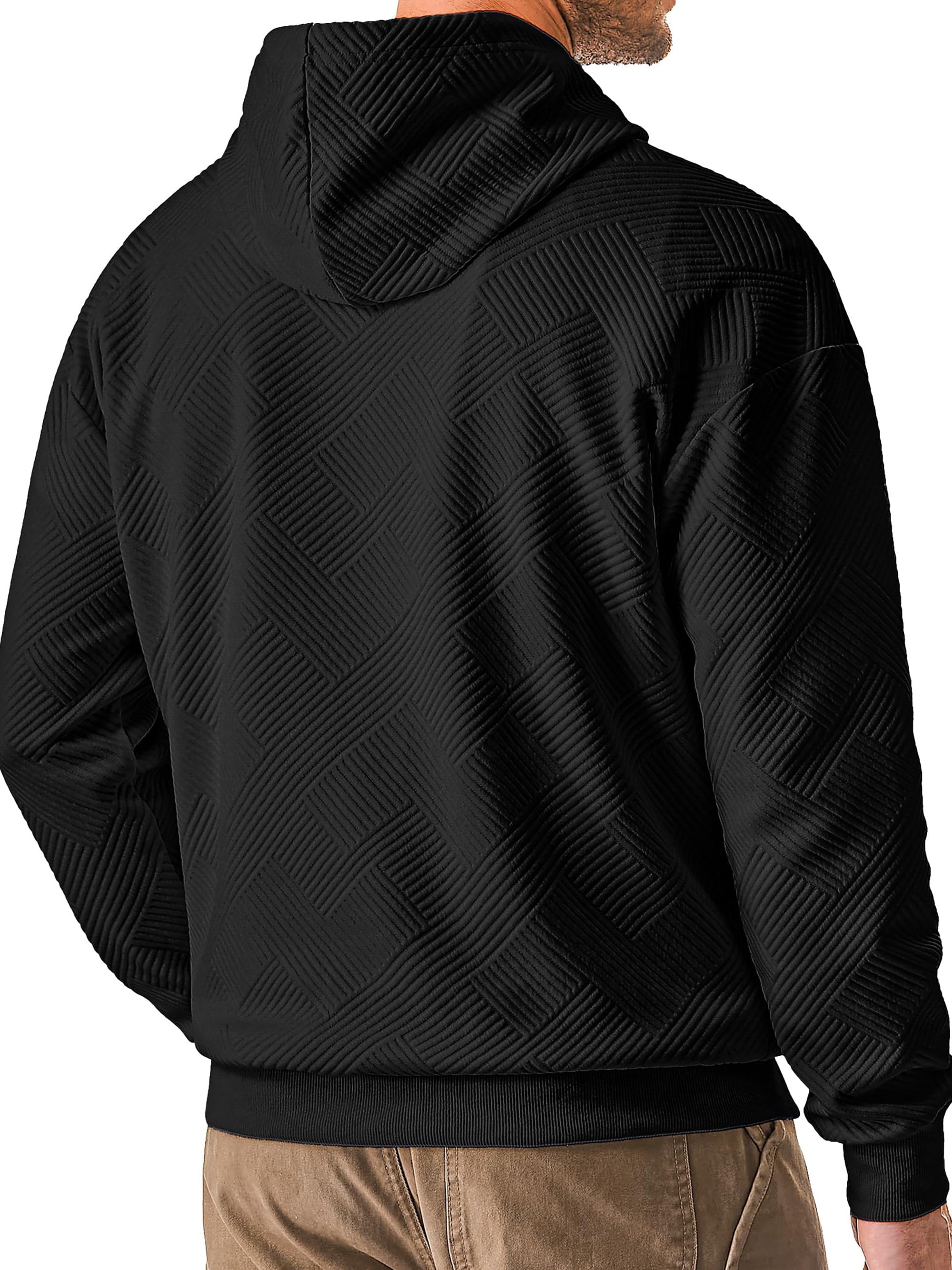 Long Sleeve Men Hoodies Sweatshirts Geometric Texture Sweatshirts for Men Casual Pollover Shirts with Kangaroo Pocket
