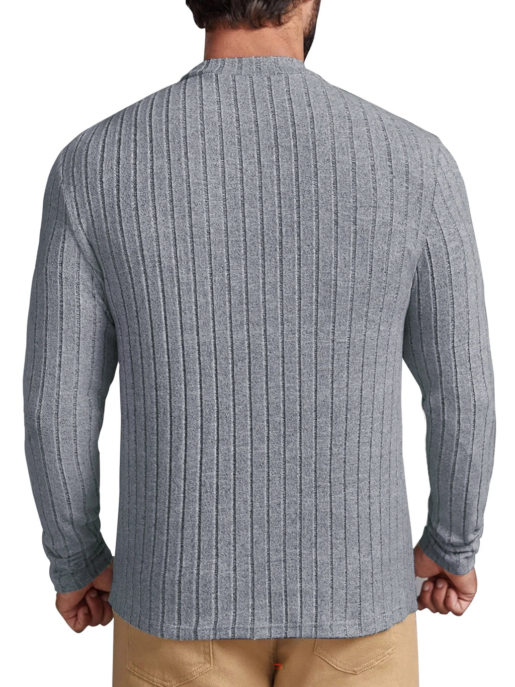 Long Sleeve Mens Shirts Casual Pullover Shirts for Men Lightweight Invisible Stripes Men Tshirts