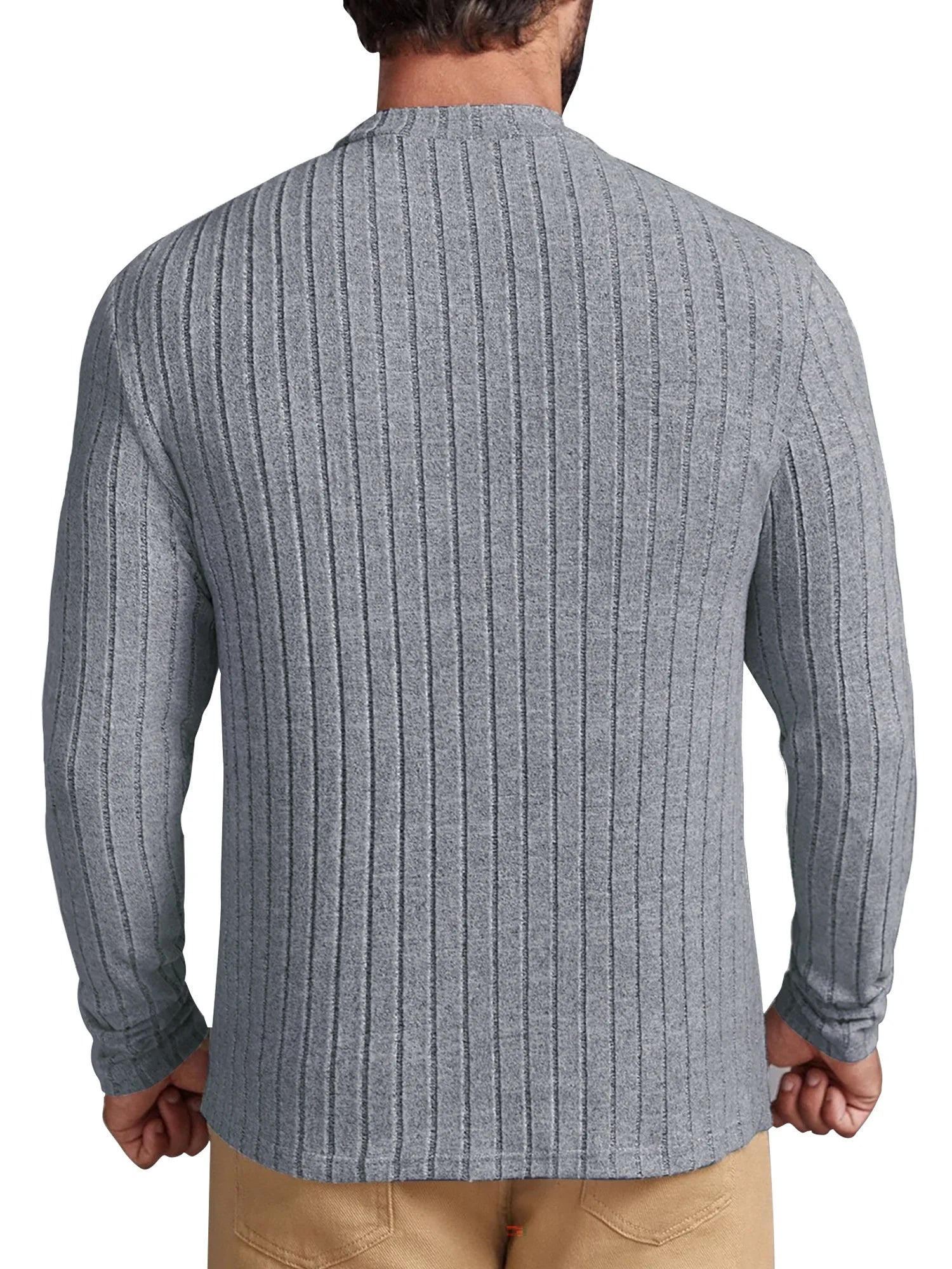 Long Sleeve Mens Shirts Casual Pullover Shirts for Men Lightweight Invisible Stripes Men Tshirts