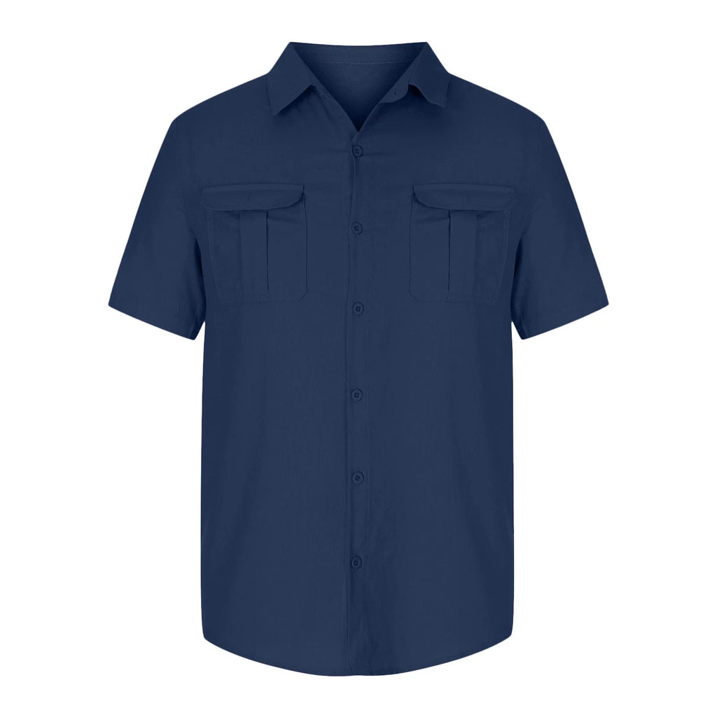 Mens T Shirts Casual Men'S Fashion Vacation Solid Color Cotton Linen Double Pocket Casual Shirts Short Sleeves Mens Western Shirts Mens Shirts Slim Fit Tank Tops Men Navy,Xl